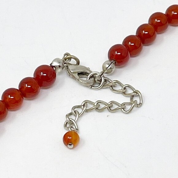 Floral Statement Necklace Boho Red Orange Carnelian Stone Chunky Bib Style - Picture 11 of 12